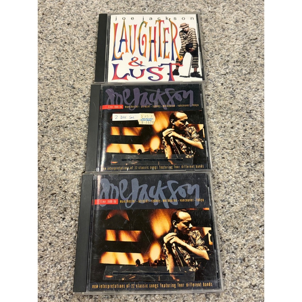 Joe Jackson CD Lot Laughter & Lust and Live 1980/86 2-Disc Set 3 CDs Total